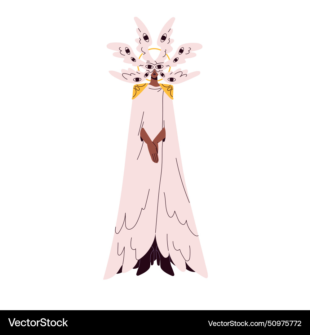 Archangel costume for halloween party woman Archangel costume for halloween party woman vector image