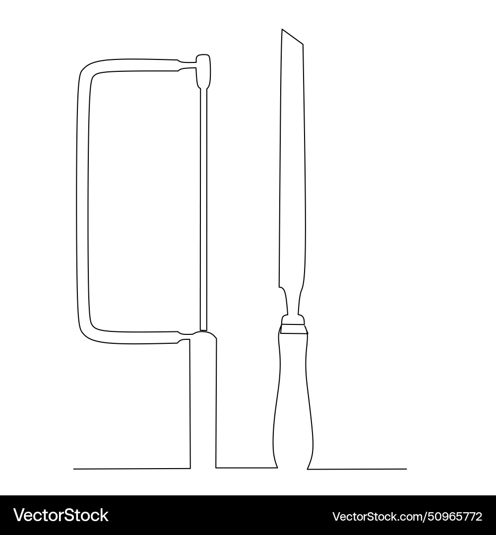 Chisel and hack saw tool set small carpentry Chisel and hack saw tool set small carpentry vector image
