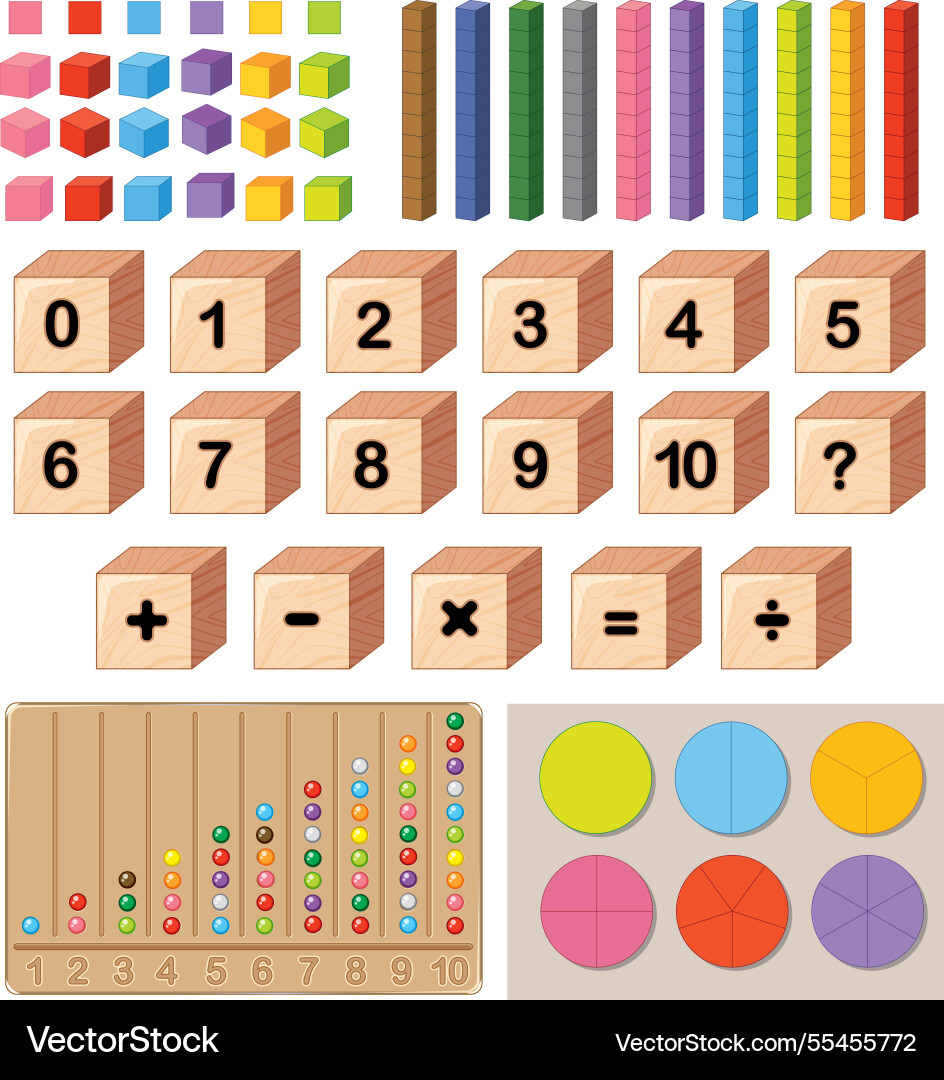Colorful blocks and charts for learning math Colorful blocks and charts for learning math vector image