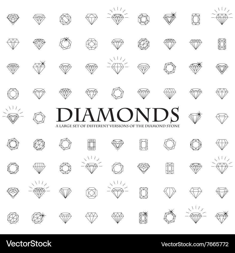 Diamonds a large set of different versions vector image
