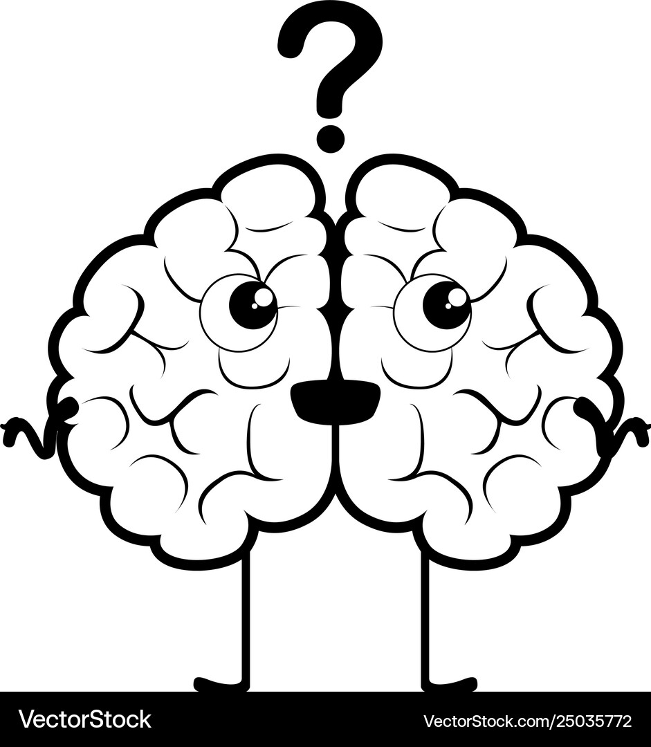 Happy brain cartoon with a question mark – Royalty-Free Vector | VectorStock, image size:941x1080