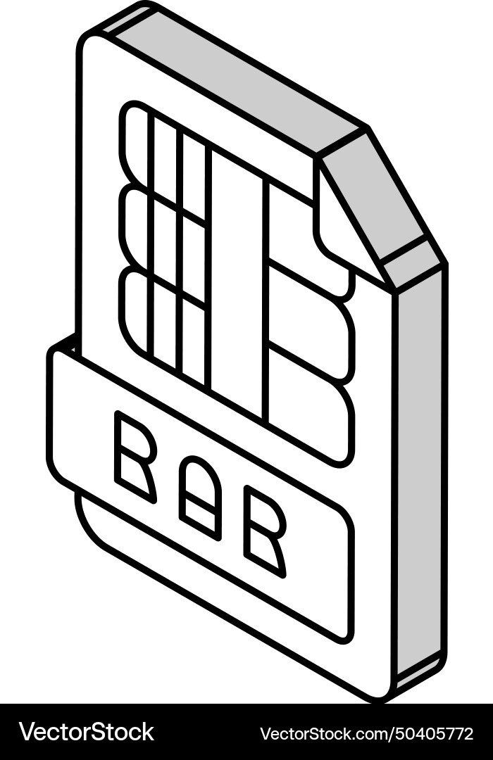 Rar file format document isometric icon Rar file format document isometric icon vector image