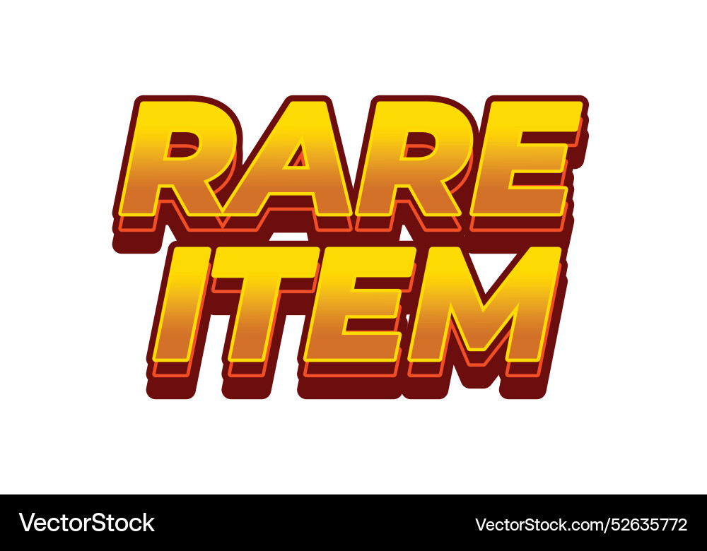 Rare item text effect in 3d style for print ad Rare item text effect in 3d style for print ad Vector Image