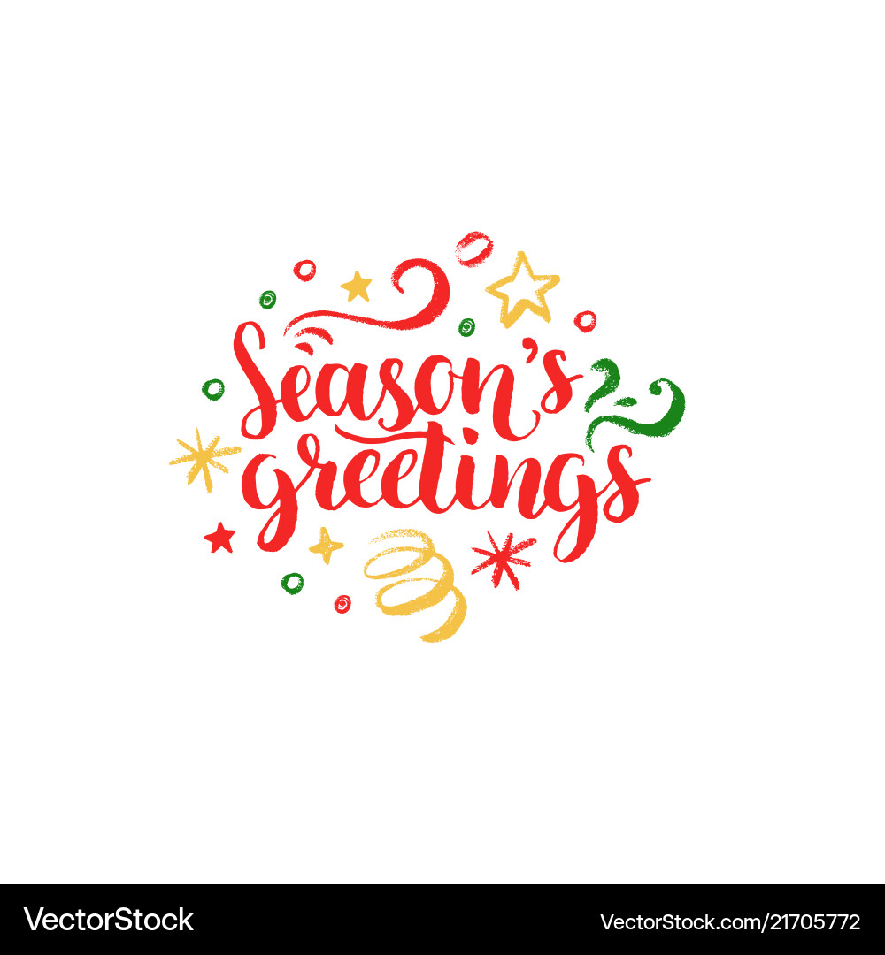 Seasons greetings lettering on white background Seasons greetings lettering on white background vector image