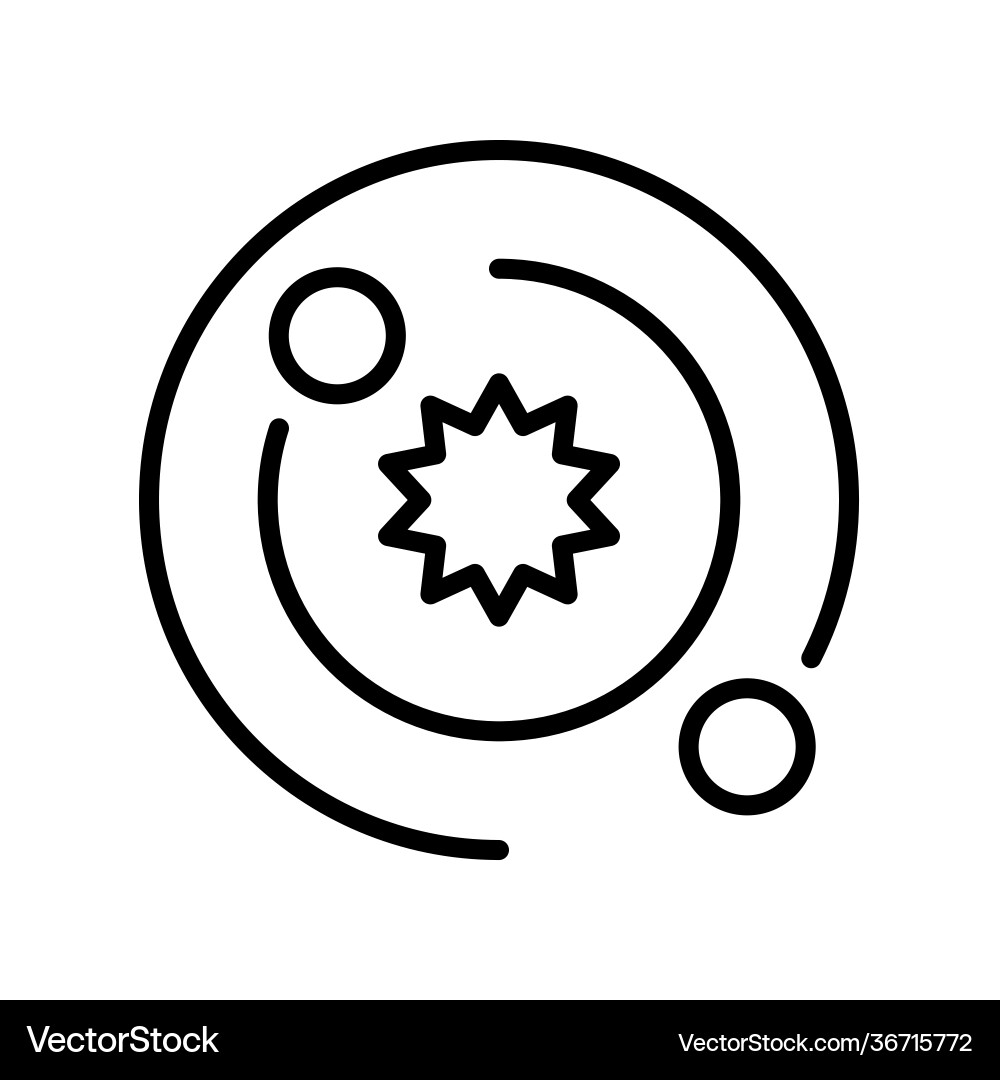 Simple solar system linear style planets and stars Simple solar system linear style planets and stars vector image