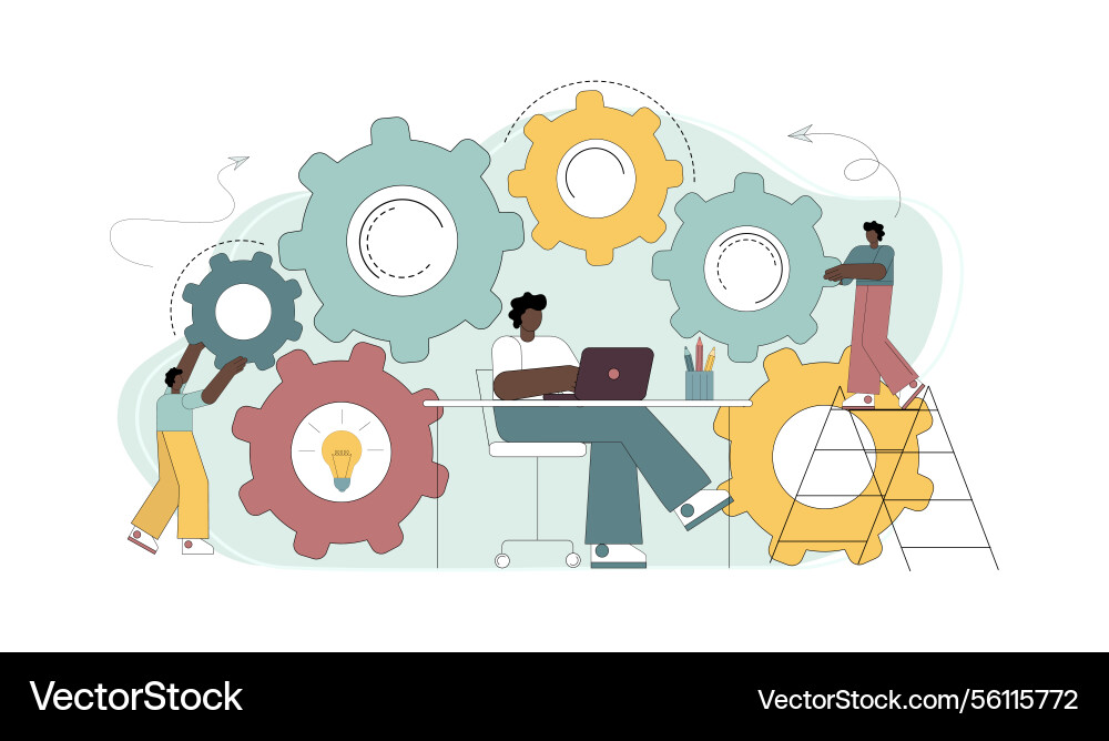 Teamwork concept workflow management rotation vector image
