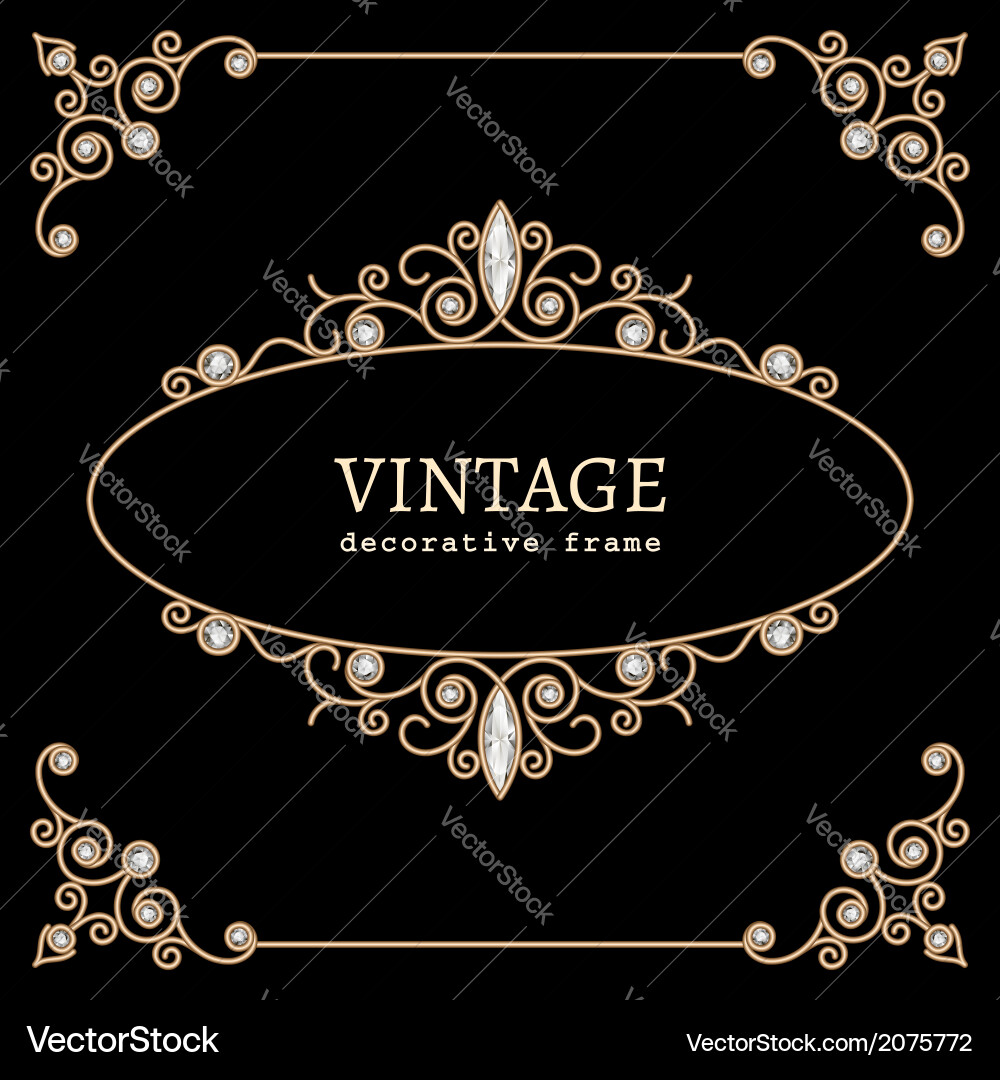Vintage Gold Jewelry Frame vector image
