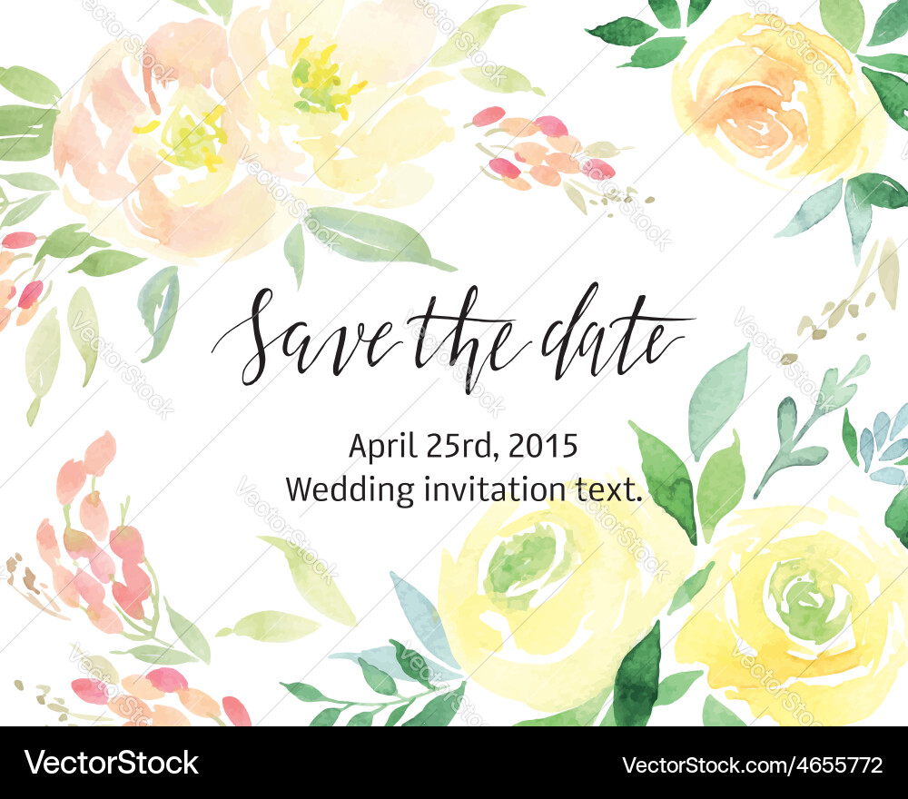 Watercolor Floral Greeting Card Vector Image