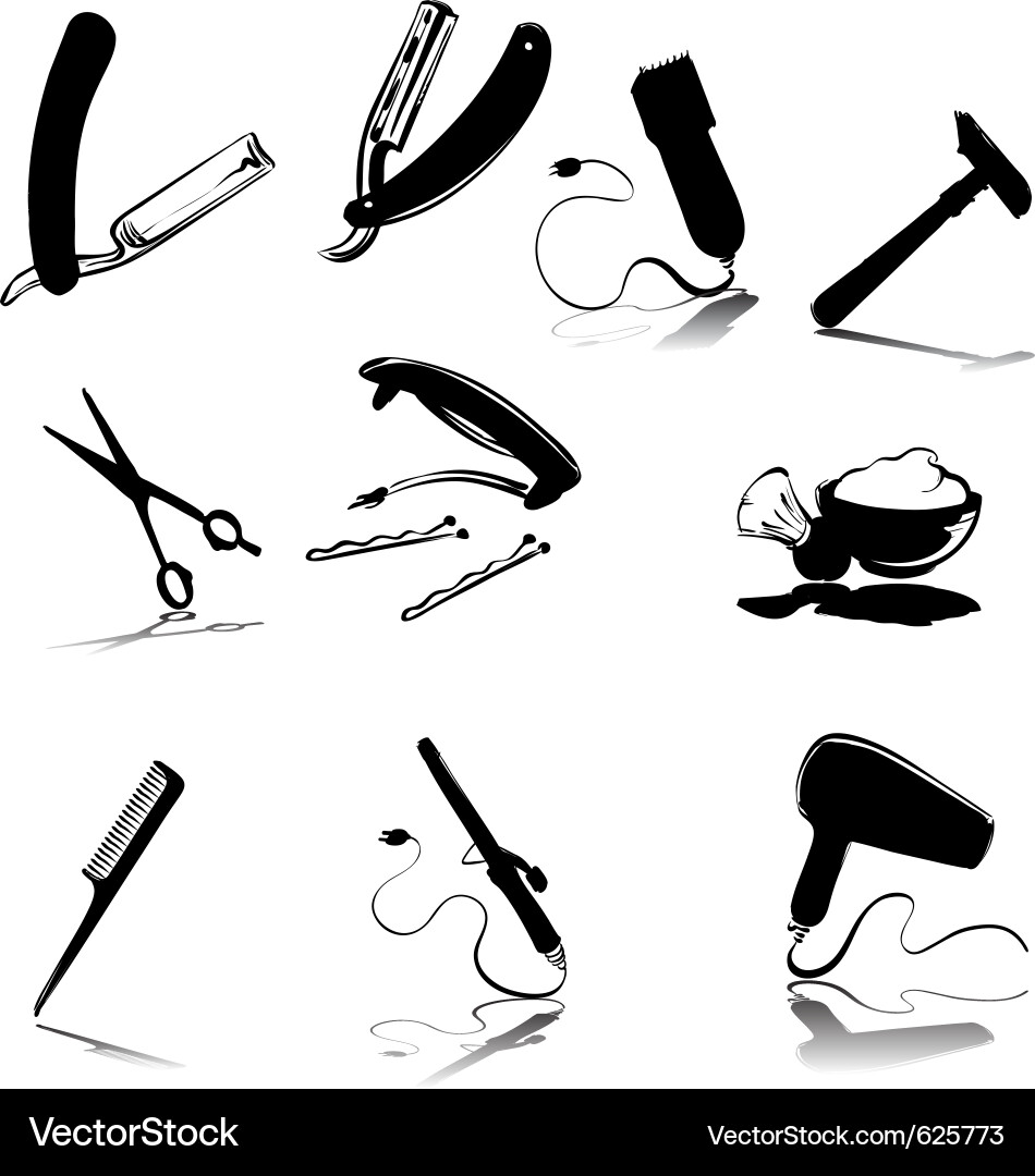 Barber & Grooming Silhouette Set vector image