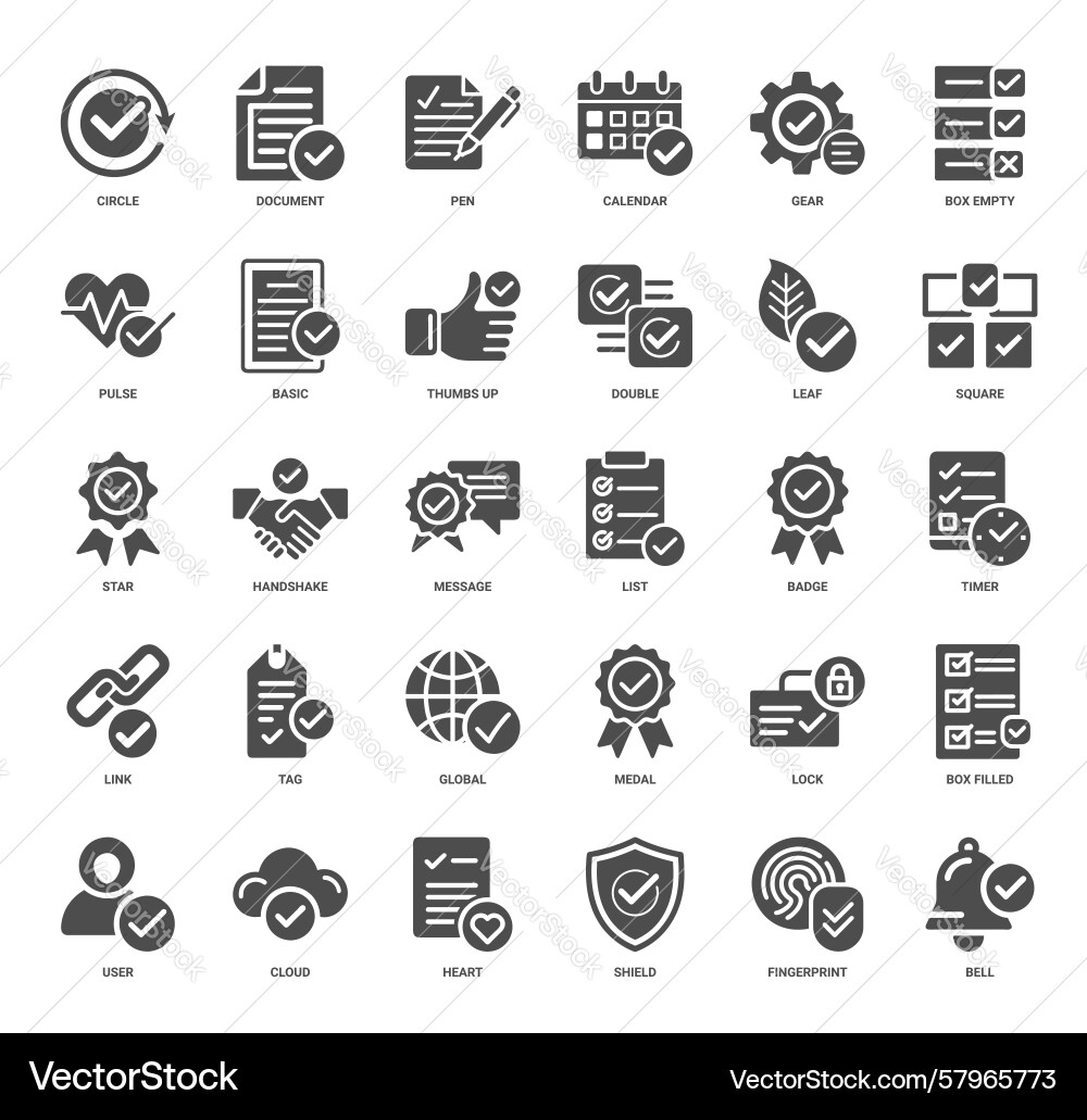 Check Mark Icons - Essential Elements Set Vector Image