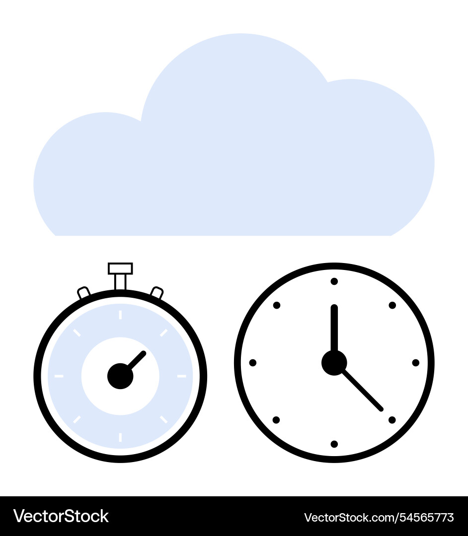 Cloud computing concept with stopwatch and clock Cloud computing concept with stopwatch and clock vector image