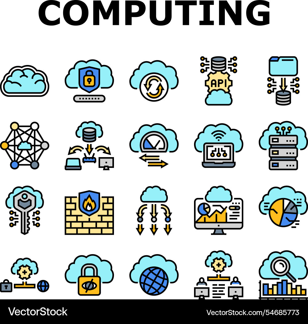 Cloud computing virtualization icons set Cloud computing virtualization icons set vector image