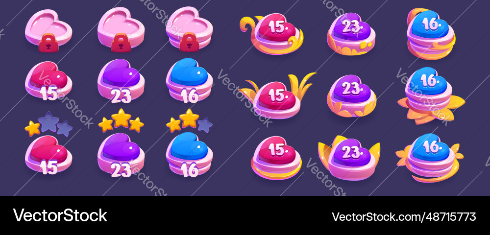 Heart shaped indicators to select game level Heart shaped indicators to select game level vector image