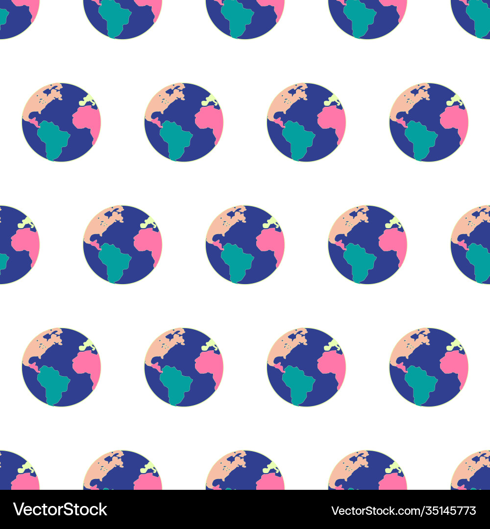 Seamless pattern with planet earth world symbol Vector Image