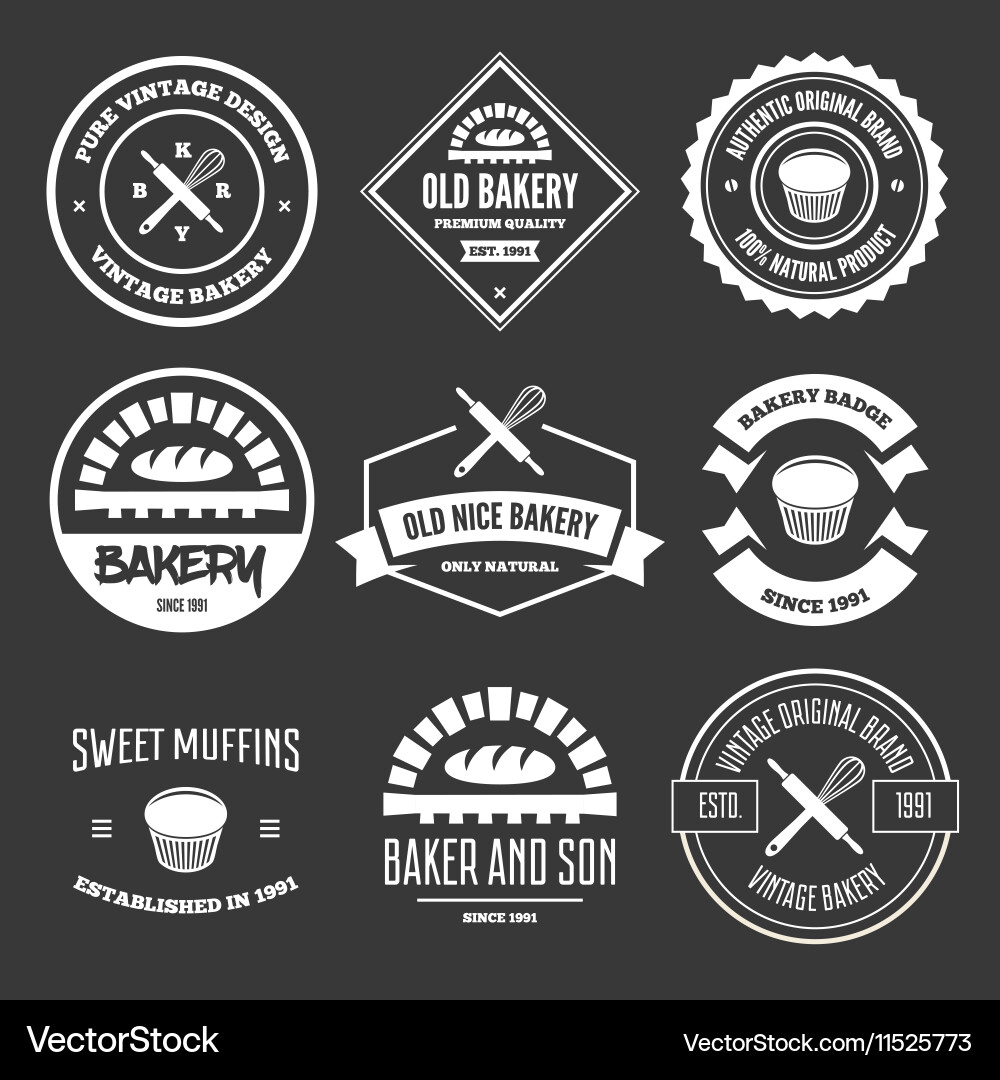 Set of bakery and bread logos labels badges Vector Image