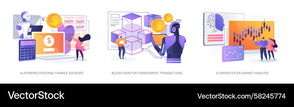 AI & Blockchain Finance Concepts Vector Image