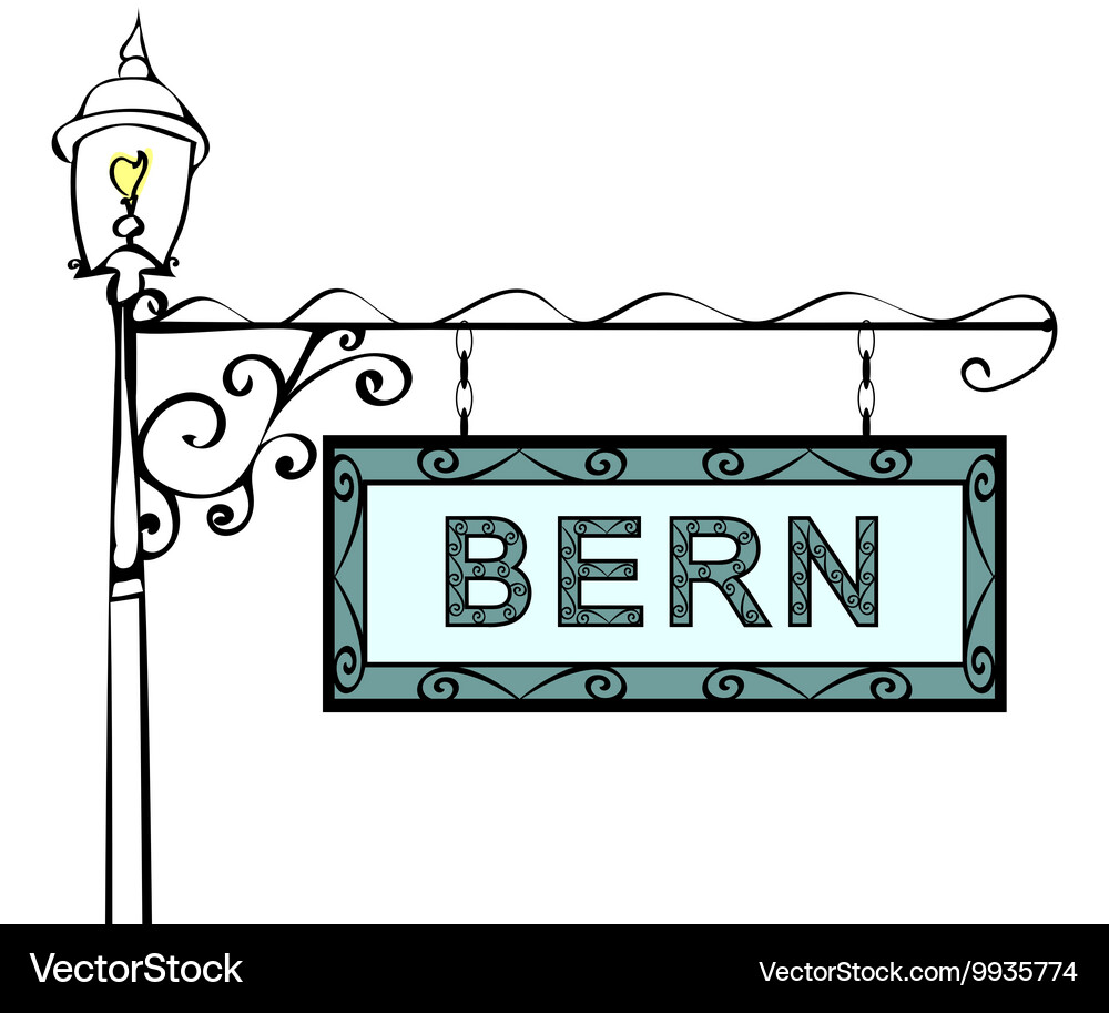 Bern retro pointer lamppost Vector Image