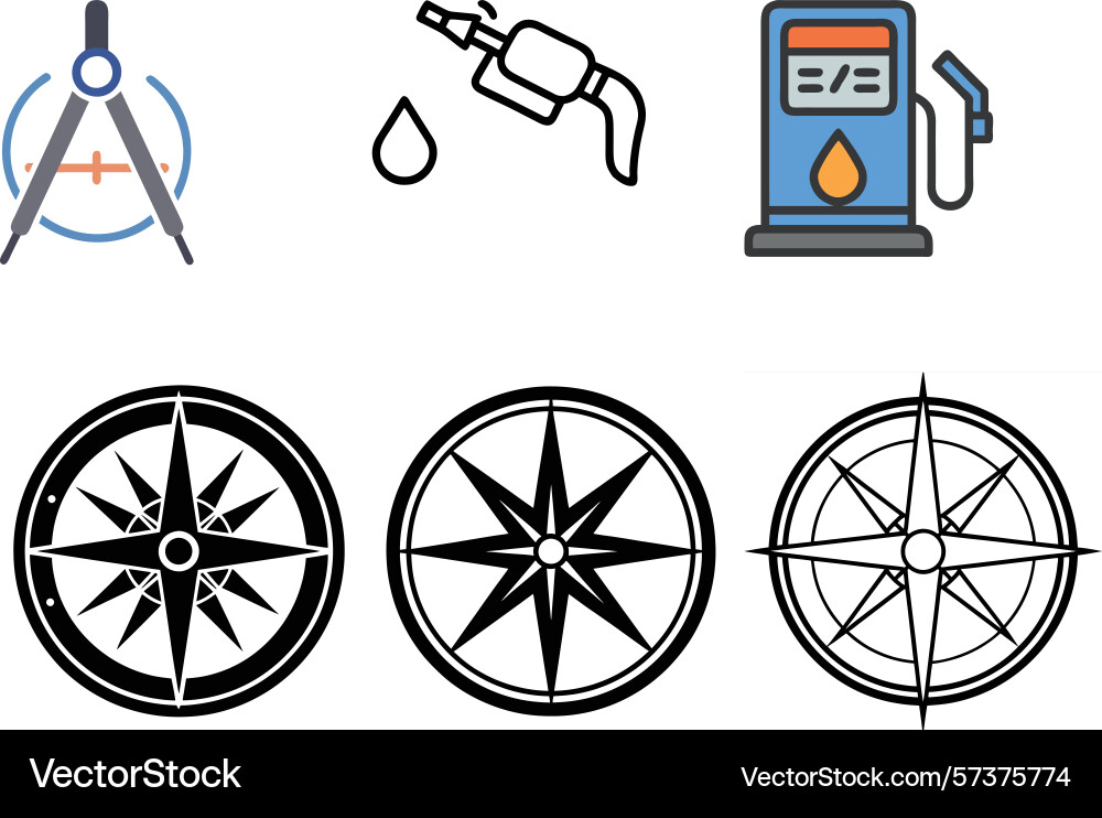 Compass icon set art bundle for navigation Compass icon set art bundle for navigation vector image