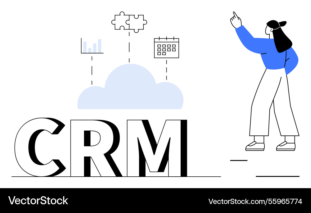 Crm concept with cloud integration data analytics Crm concept with cloud integration data analytics vector image