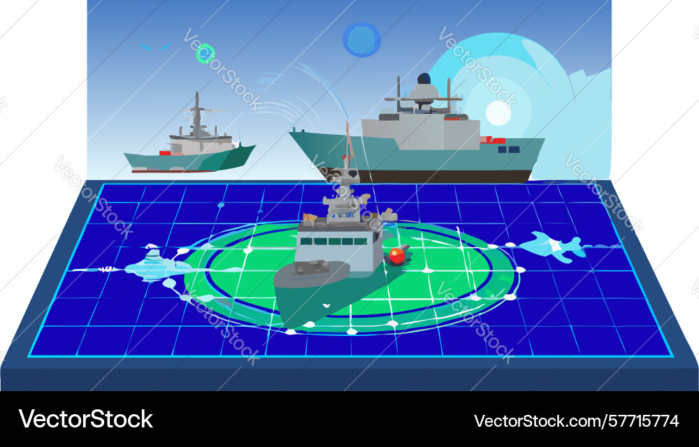 Digital map ship tracking system interface design vector image