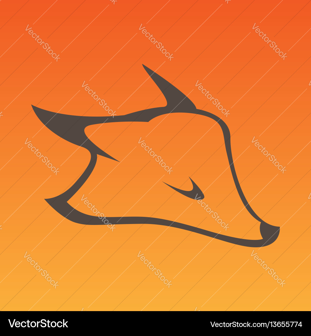 Fox head sign in curve lines Fox head sign in curve lines vector image