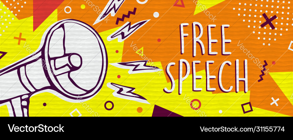 Free speech banner with colorful megaphone Free speech banner with colorful megaphone vector image