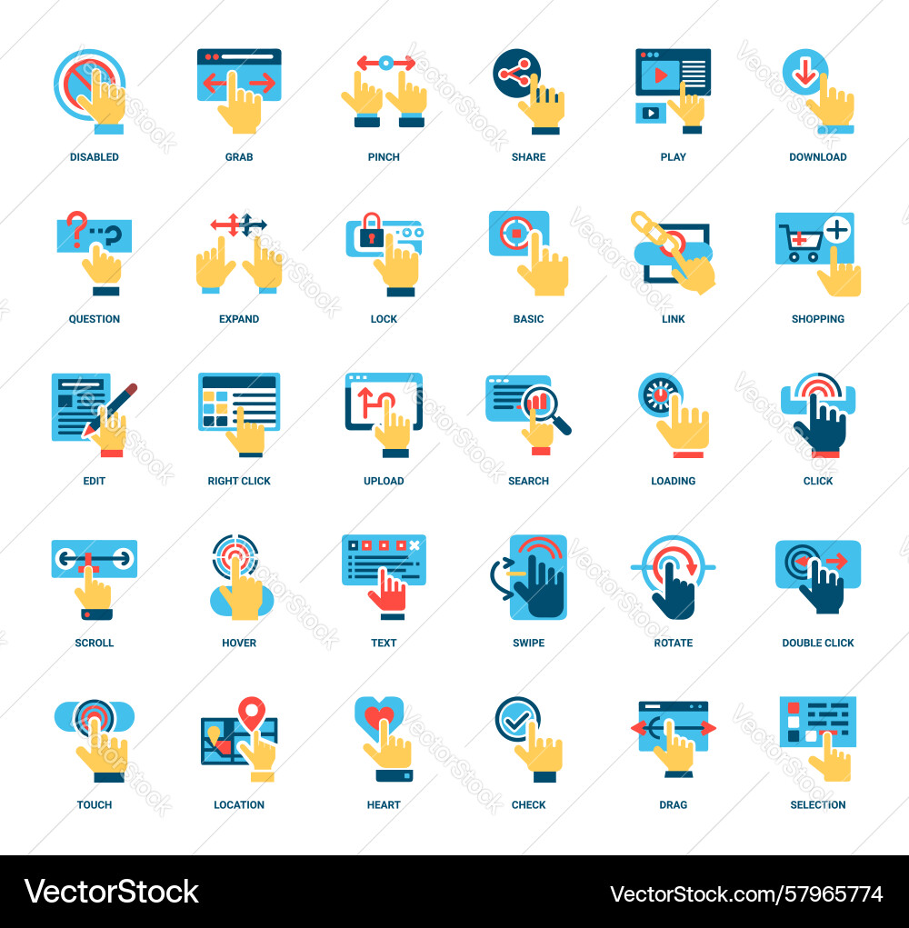 Hand Pointer Icons - Essential Elements Set vector image