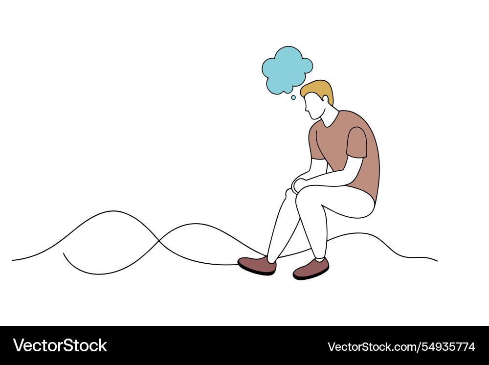Man sits on the floor deep in thought Vector Image