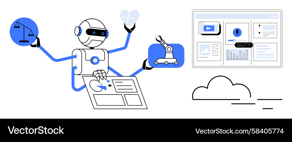 Robot Task Management & Analysis Vector Image