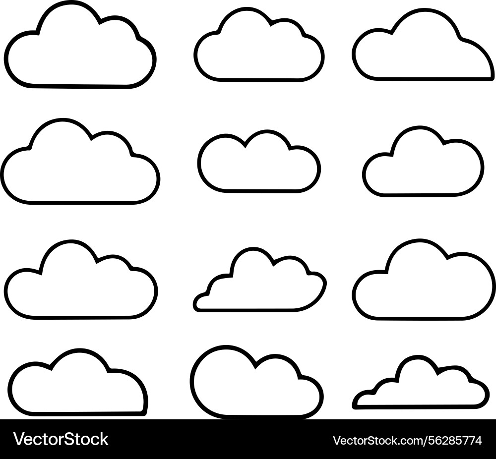 Set of cloud icons in a grid layout Set of cloud icons in a grid layout Vector Image