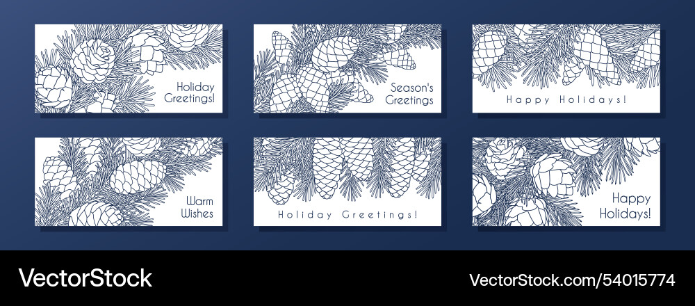 Set of compositions with coniferous branches Vector Image