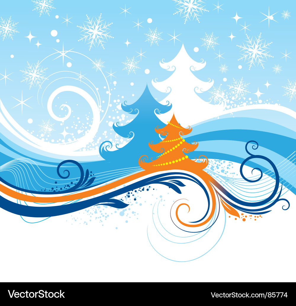 Winter Floral Christmas Tree Vector Image
