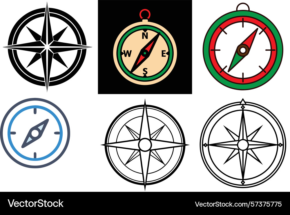 Compass icon set art bundle for navigation Compass icon set art bundle for navigation vector image
