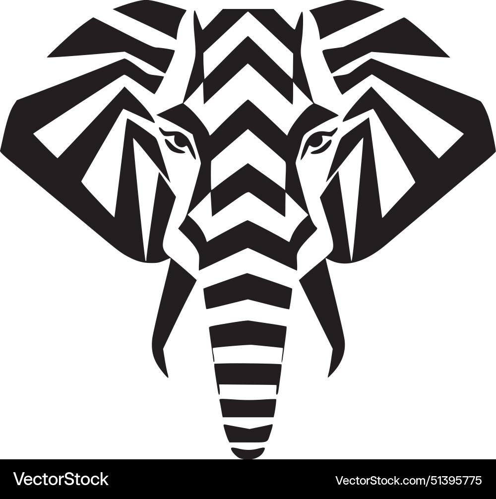 Elephant - black and white Royalty Free Vector Image