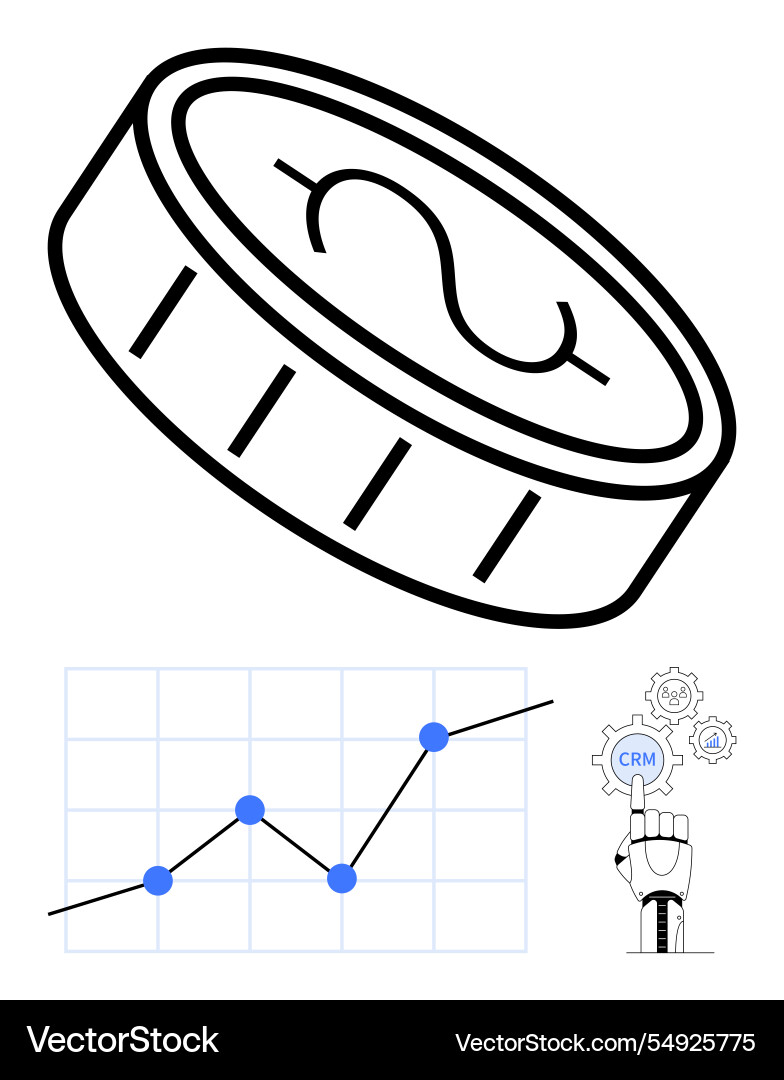 Finance growth with analytics automation and crm Vector Image