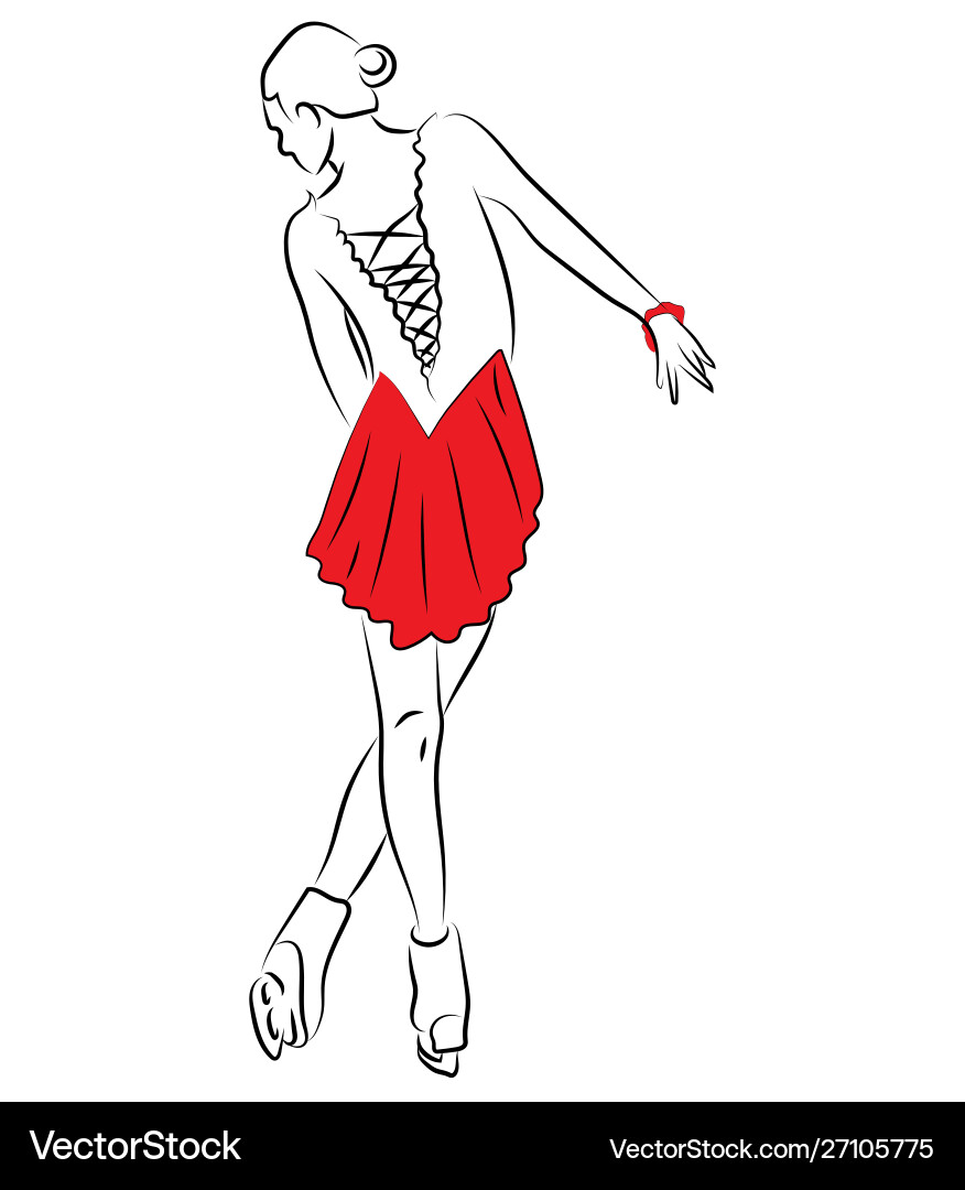 Girl figure skater skating black vector image