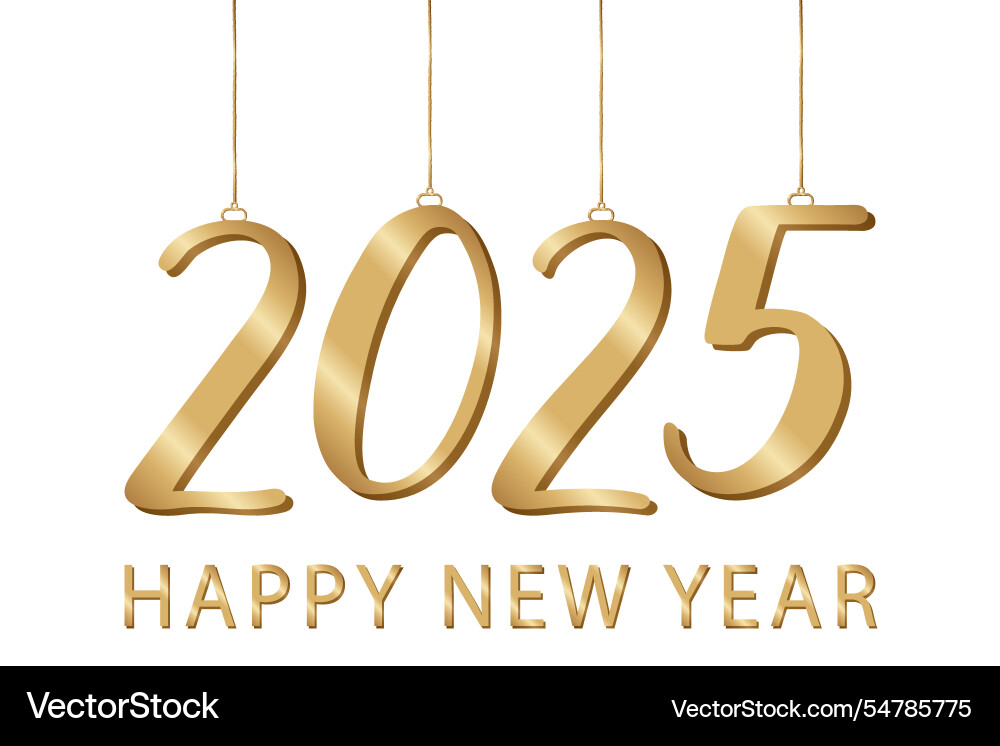 Gold sparkling numbers 2025 hanging as christmas Gold sparkling numbers 2025 hanging as christmas vector image