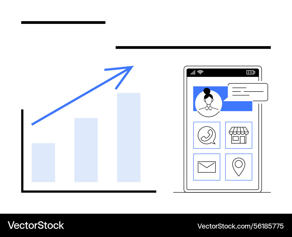 Mobile app interface with user profile and growing Mobile app interface with user profile and growing vector image