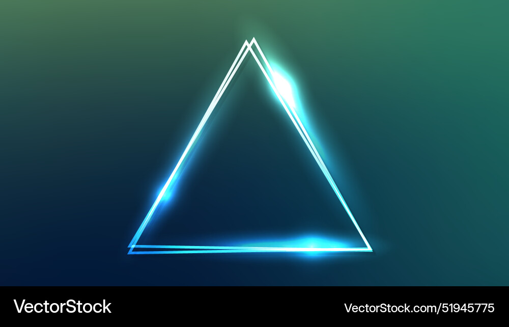 Neon double triangular frame with shining effects Neon double triangular frame with shining effects vector image