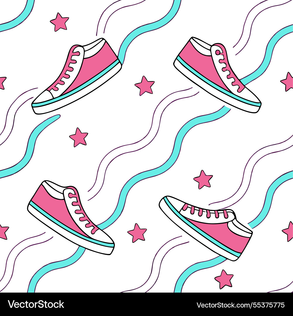 Retro wave seamless pattern with flowing lines vector image