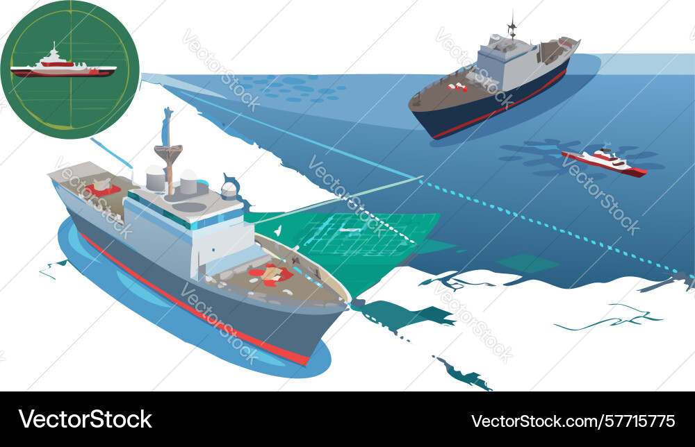 Ship navigating through ice fields design Vector Image
