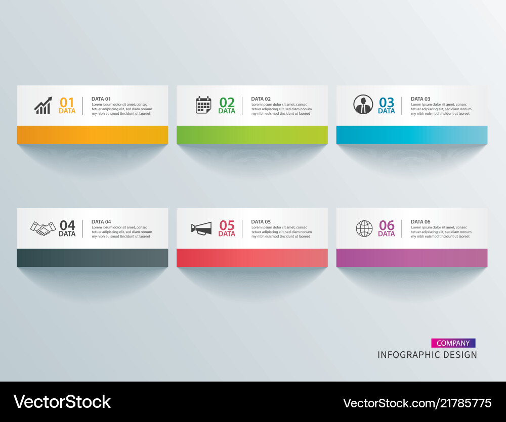 Six Paper Index Tabs - Data Template Vector Image