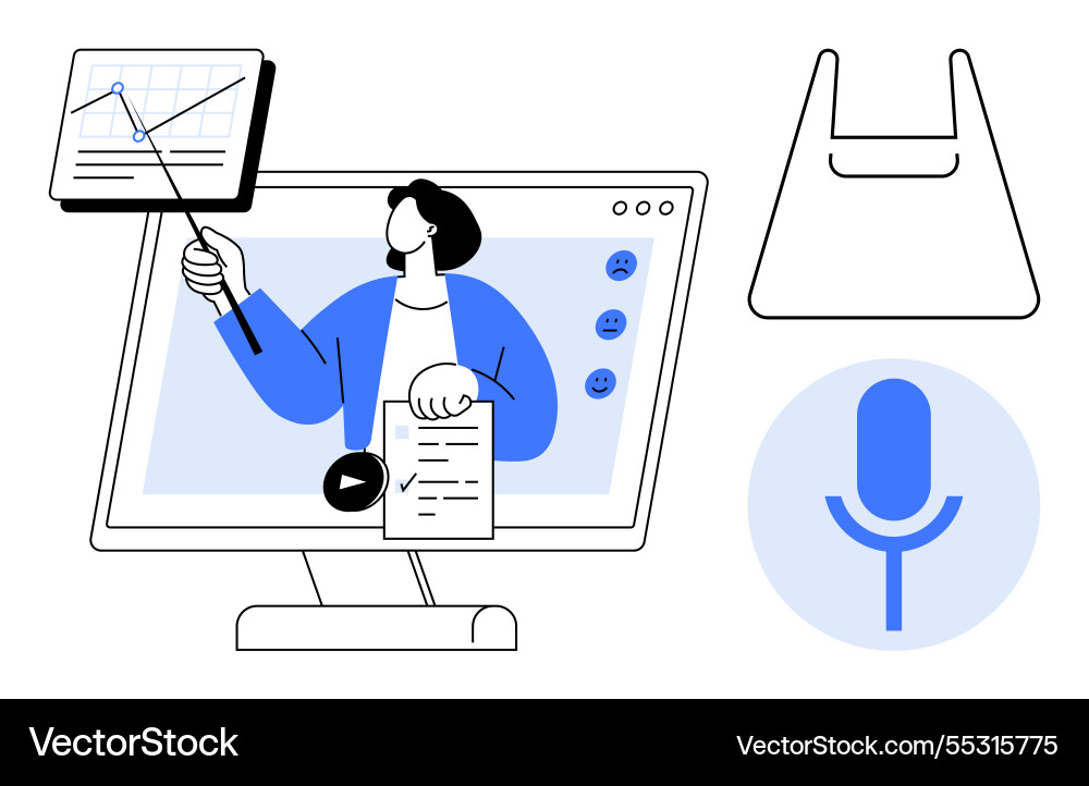 Virtual presentation with graph pointer handout Virtual presentation with graph pointer handout Vector Image