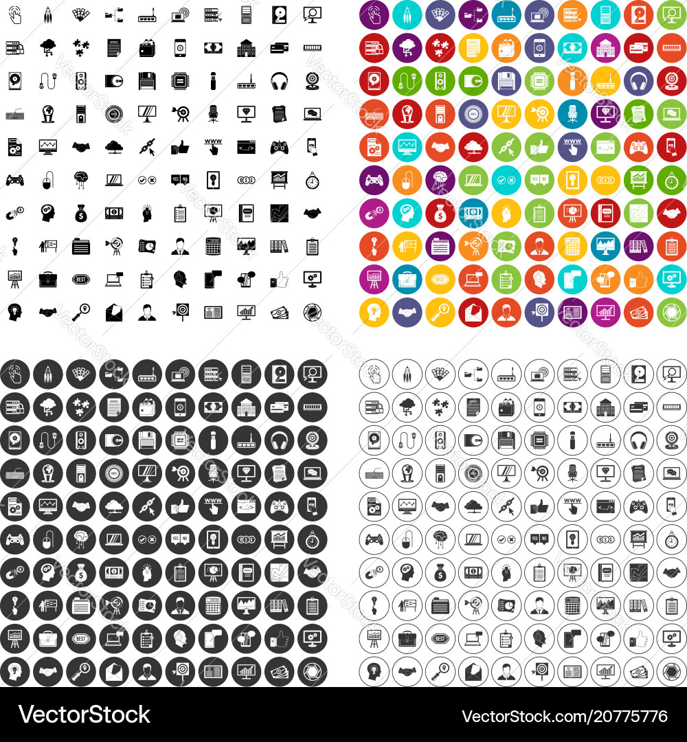 100 web development icons set variant vector image