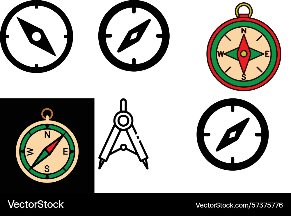 Compass icon set art bundle for navigation Compass icon set art bundle for navigation vector image