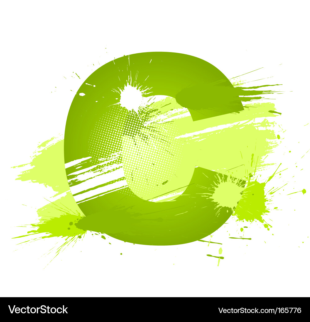 Green Paint Splash Letter C Vektorbild