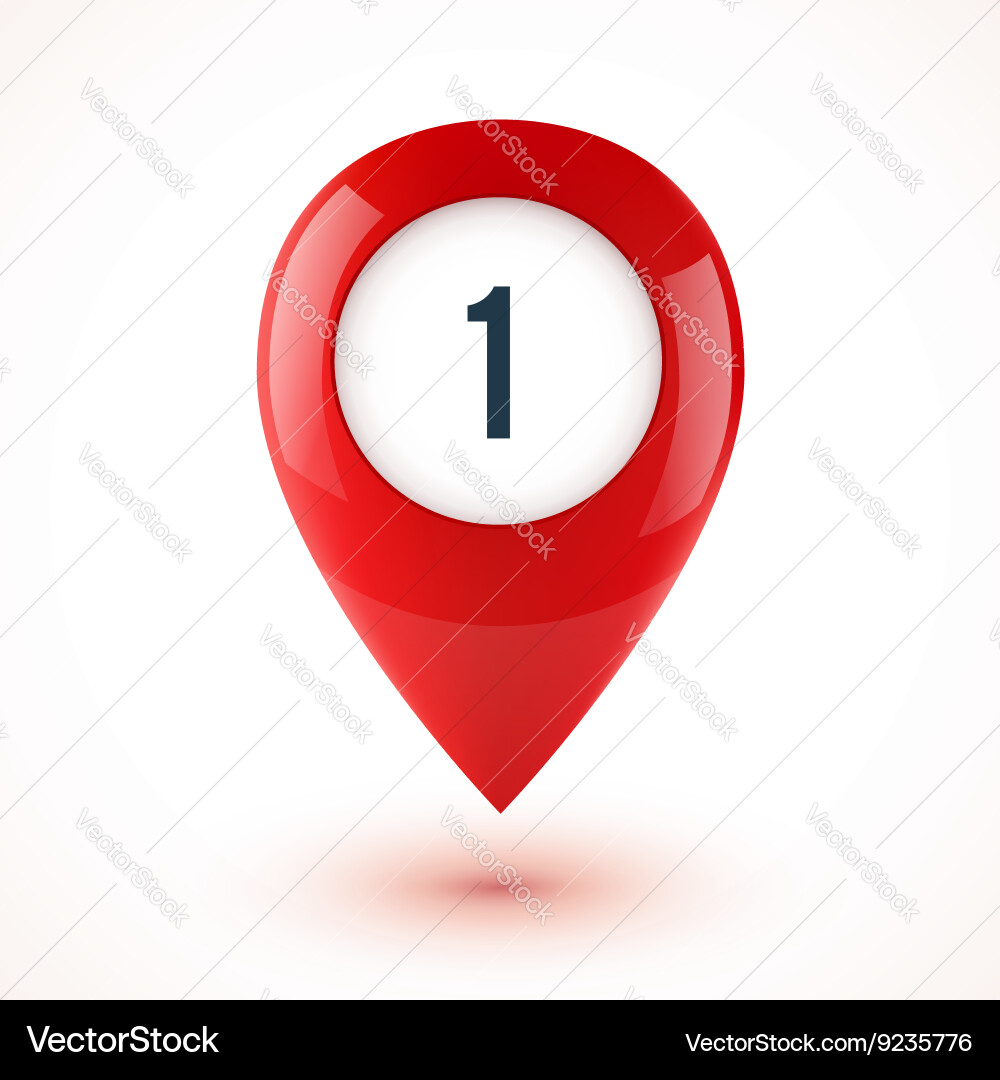 Red realistic 3d glossy map point symbol Vector Image