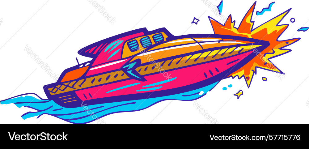 Schnellboot mit dynamischem Effektdesign erkunden Vektorbild