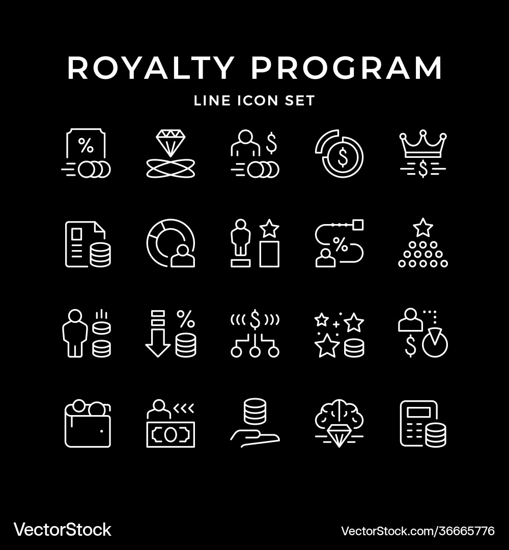 Set line icons royalty program Set line icons royalty program vector image