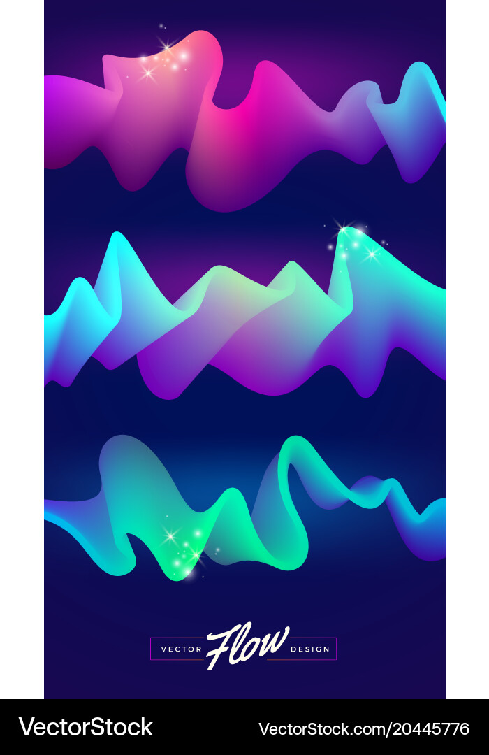 Set of abstract multicolored flow design elements vector image